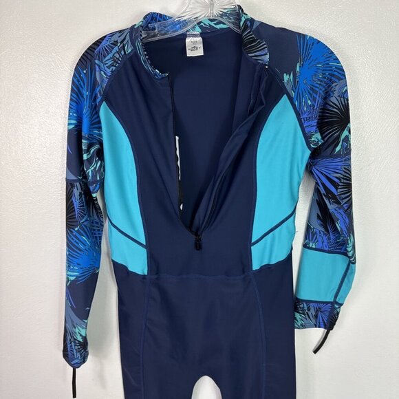 Sbart Women's XL Swim Rashguard One-Piece Shorty LS Blue EUC - Picture 6 of 11